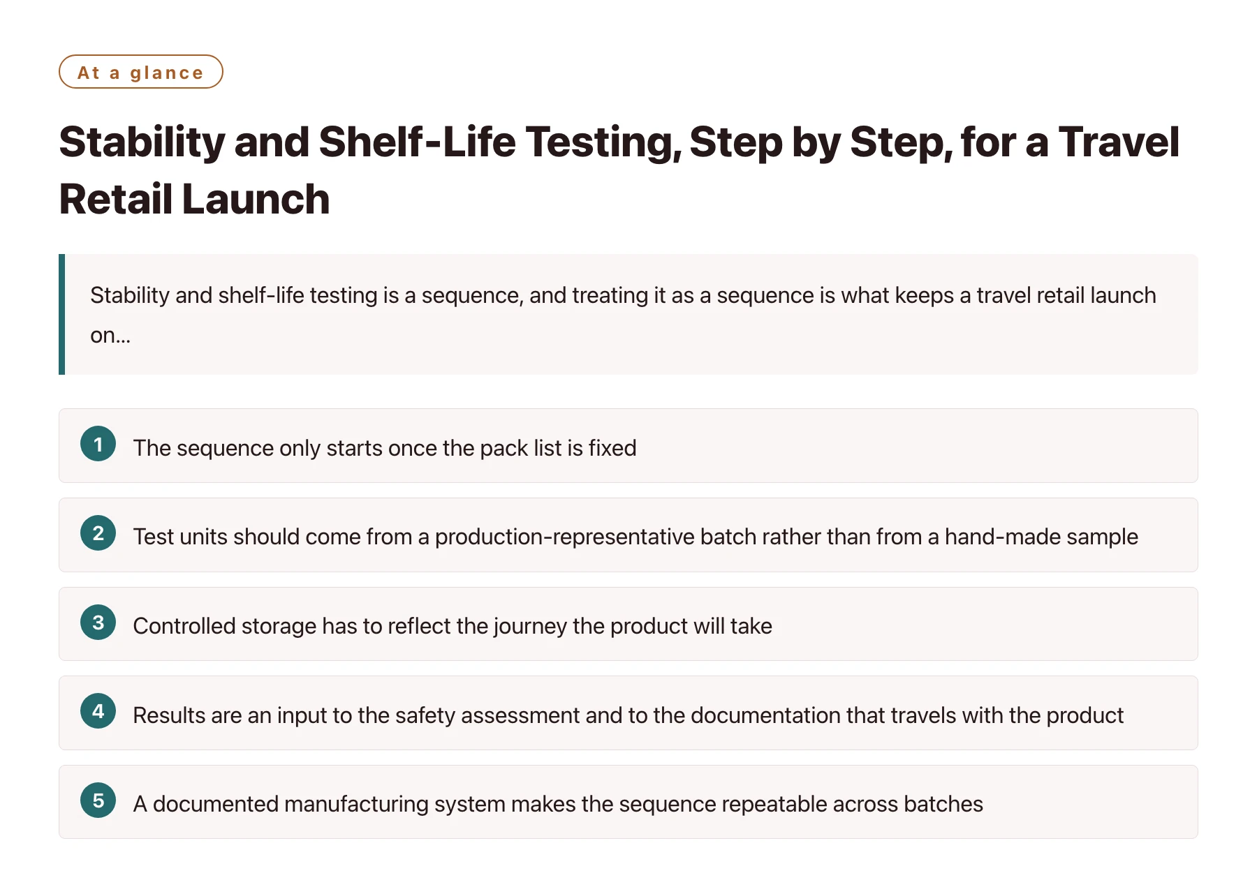Stability and Shelf-Life Testing, Step by Step, for a Travel Retail Launch——全文要点速览